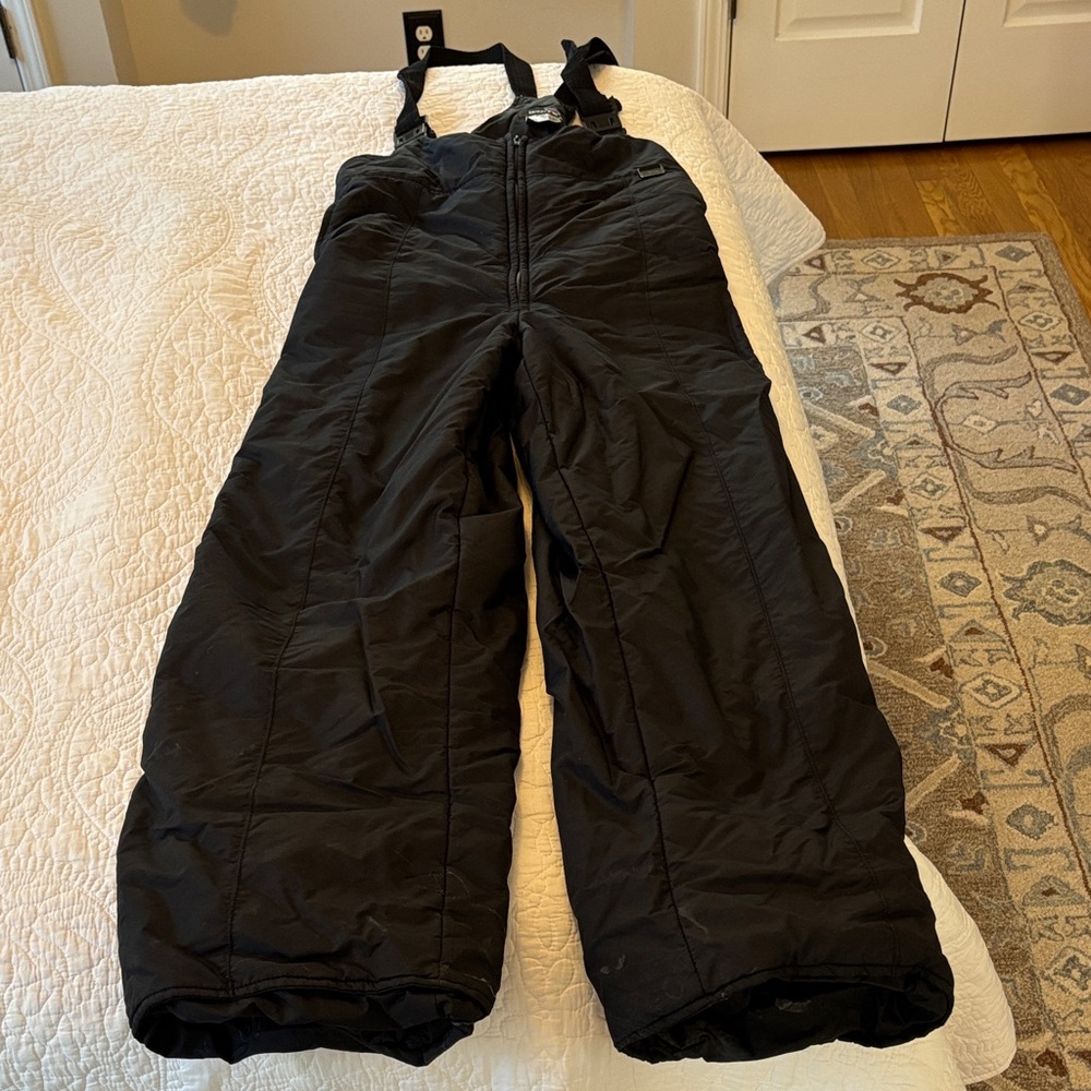 Men's Classic Black Snow Pants Overalls - White Fir